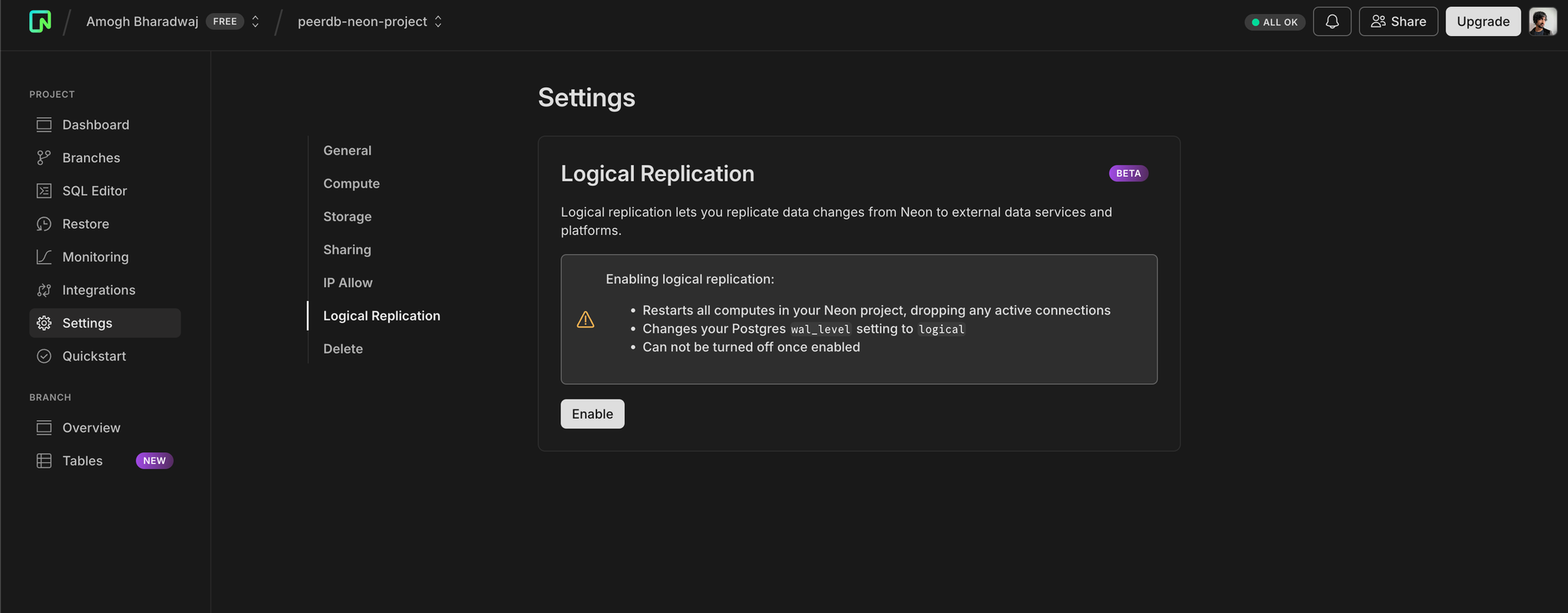 Enable logical replication - Zoomed
